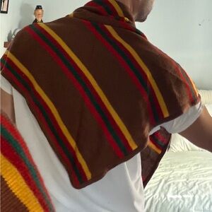 Vintage 70s Cole of California Striped Knit Shawl Wrap Mens Western Americana